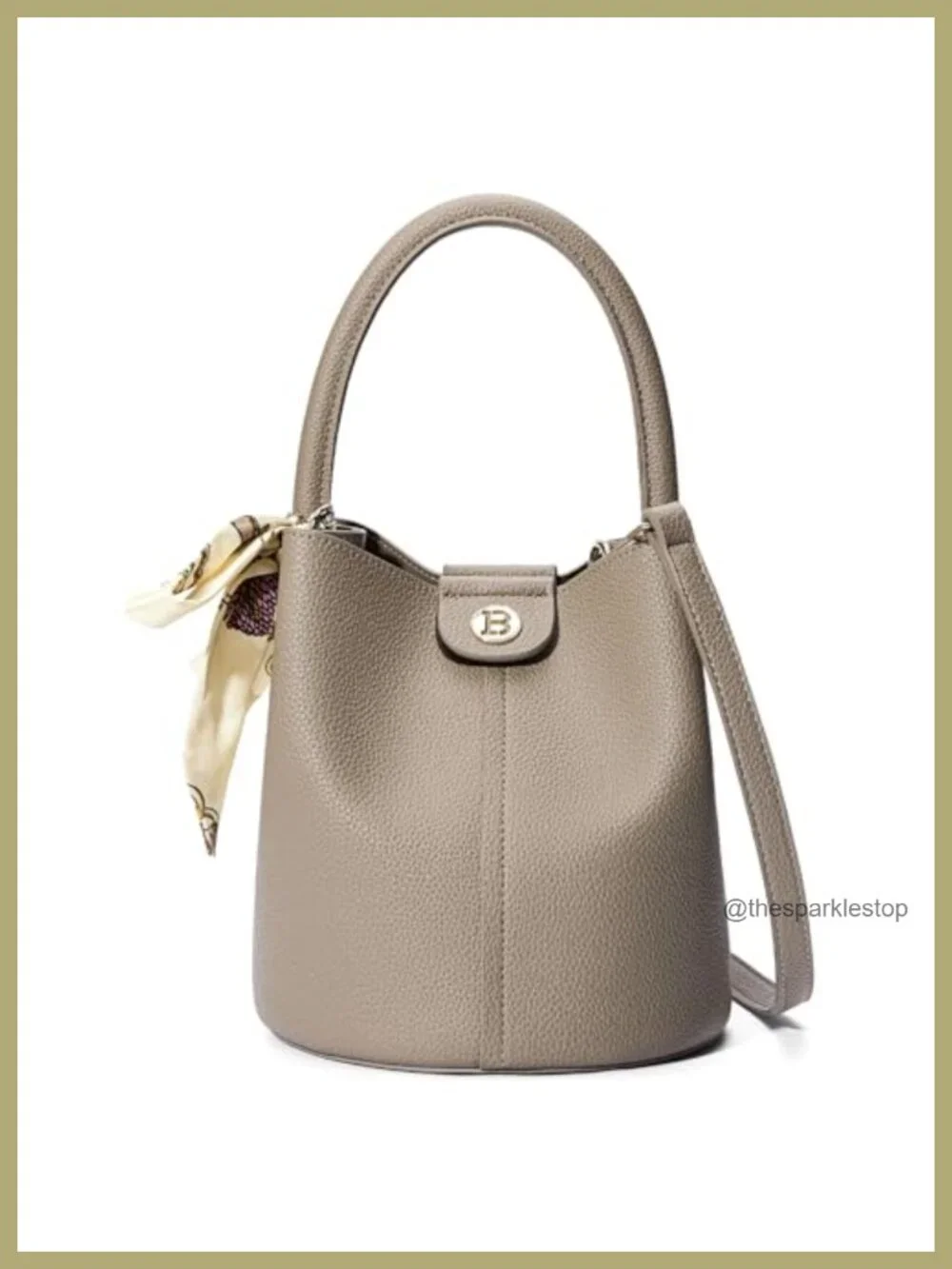 Small Vegan Leather Bucket Crossbody Bag with Removable Strap